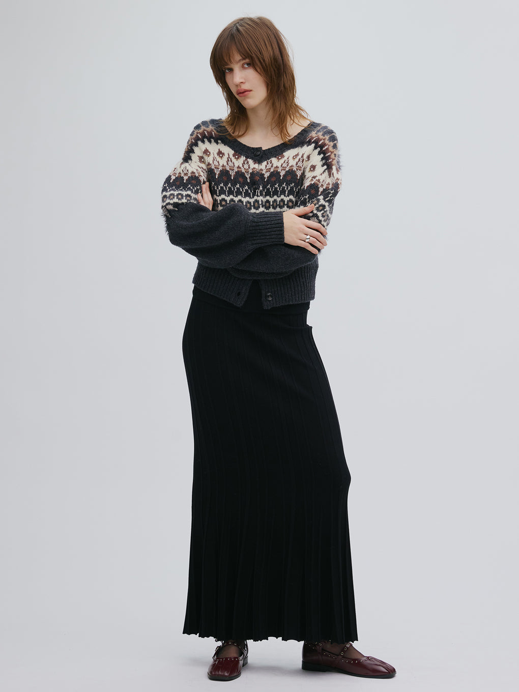 UND 2WAY LADY NORDIC KNIT CARDIGAN