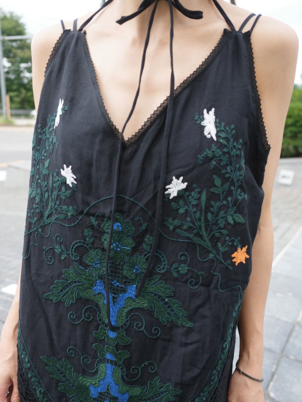 VINTAGE TABLECLOTH EMBROIDERY CAMI DRESS