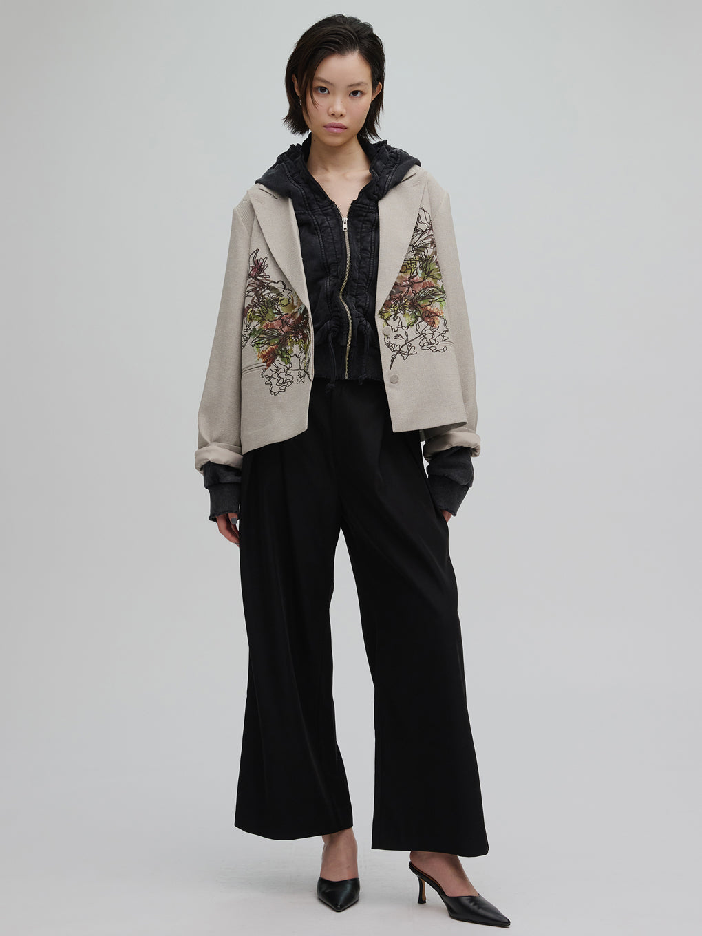 PIXEL FLOWER PRINT SHORT JACKET