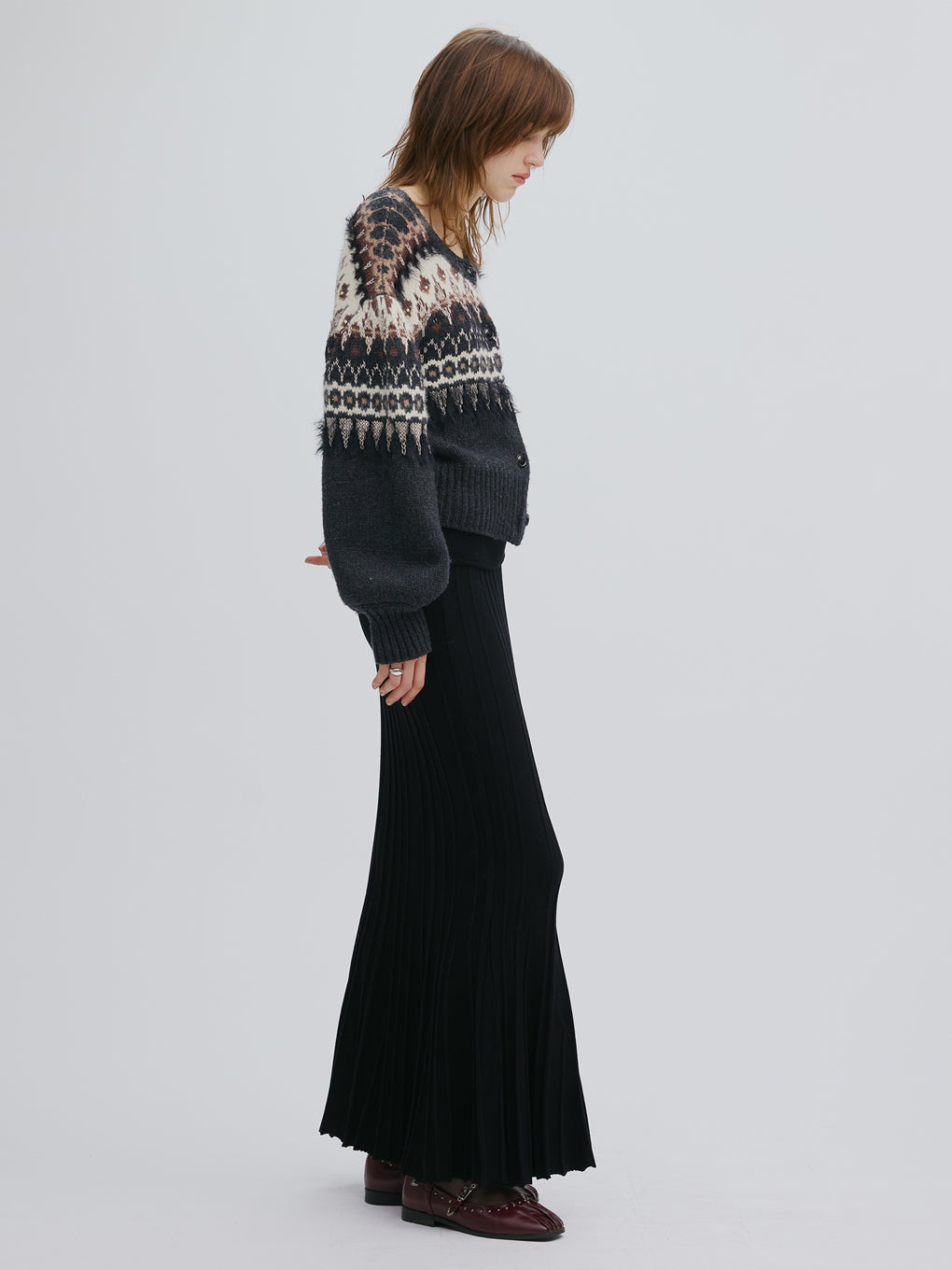 PLEATS CORSET KNIT SKIRT