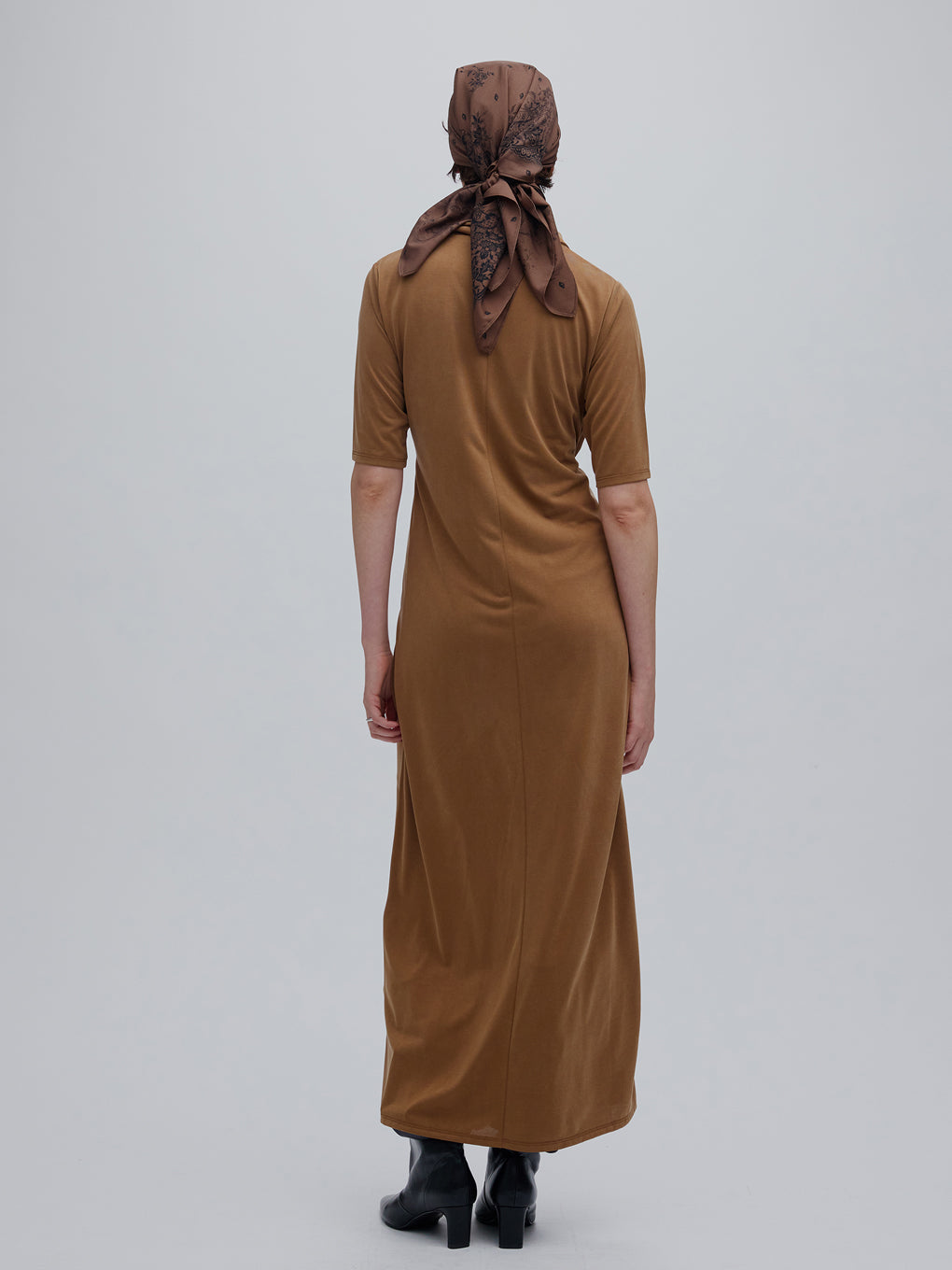 FIBRYL HIGH NECK ZIP CUT DRESS