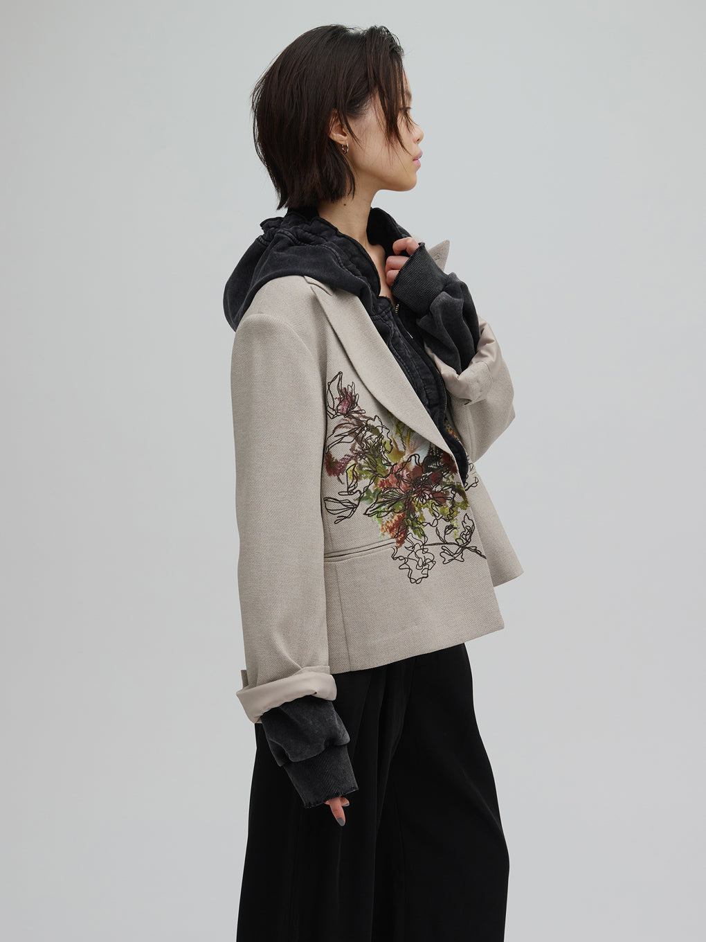 PIXEL FLOWER PRINT SHORT JACKET