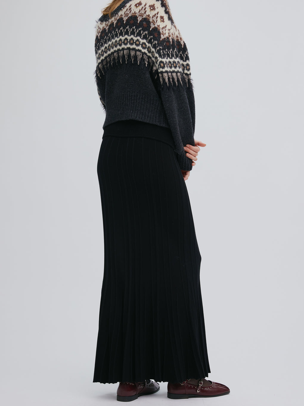 PLEATS CORSET KNIT SKIRT