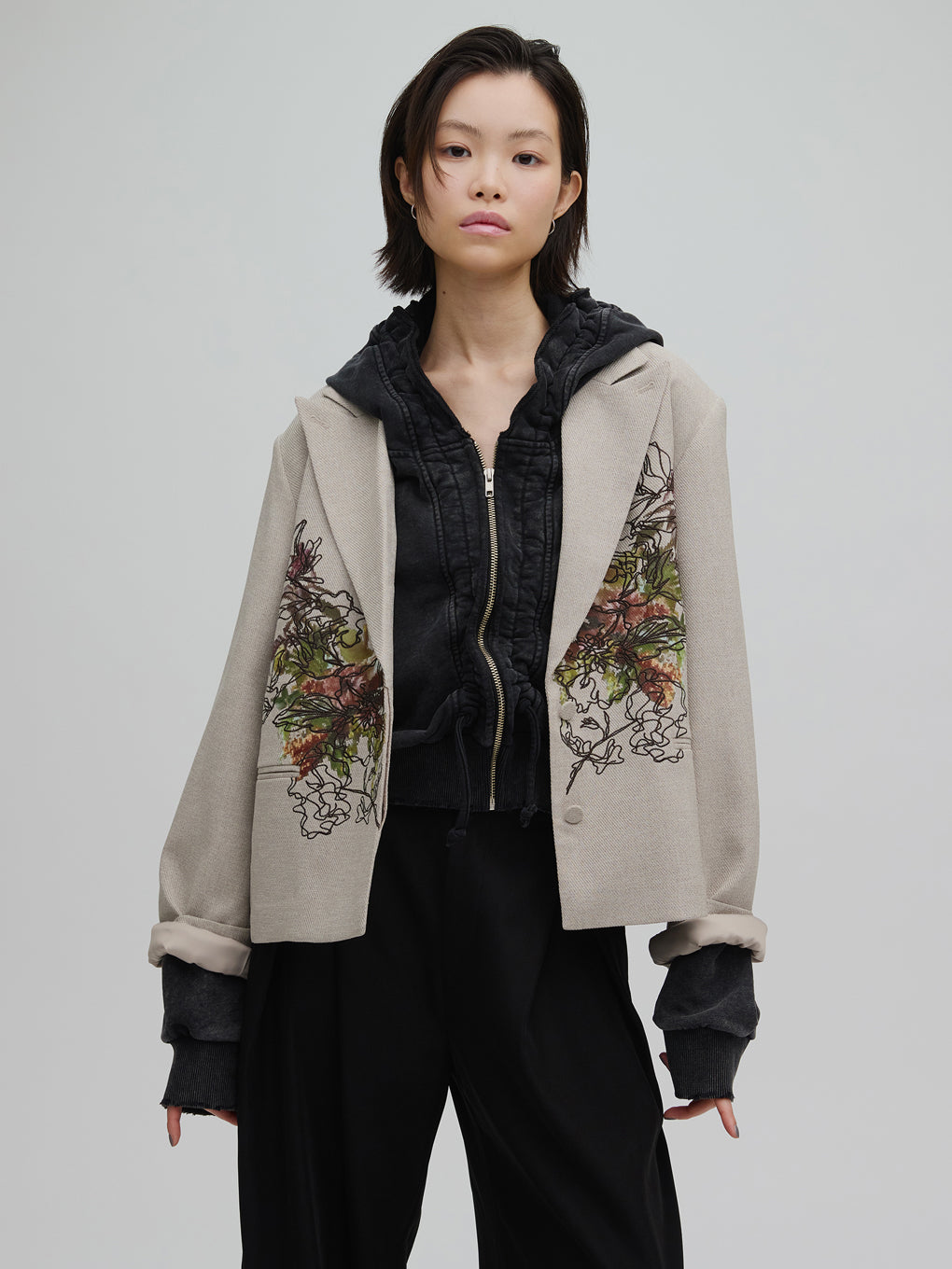 PIXEL FLOWER PRINT SHORT JACKET