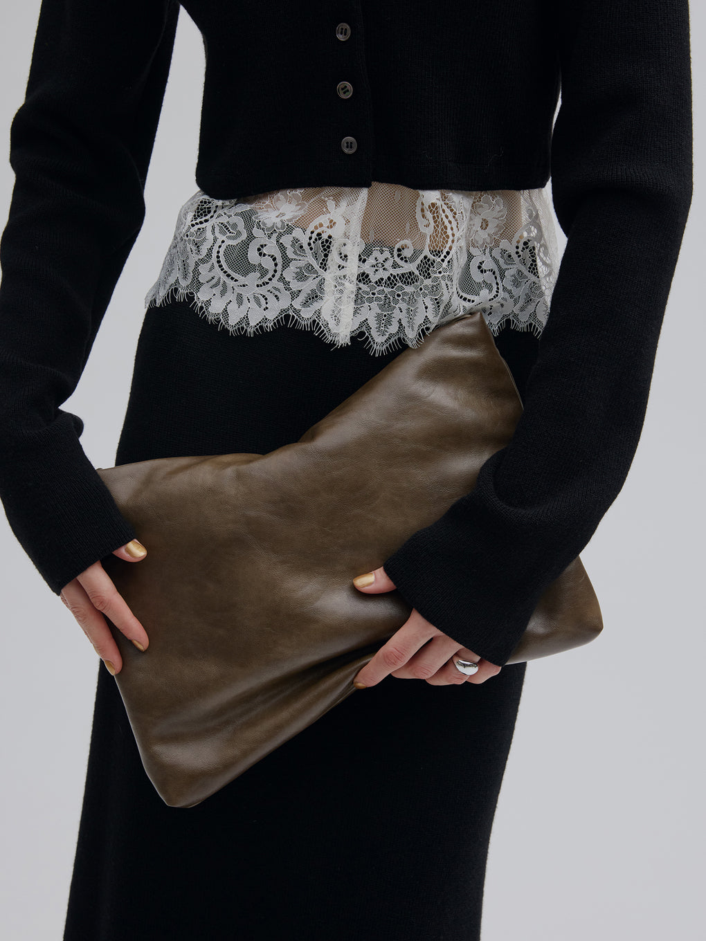 METAL MOTIF LEATHER BAG