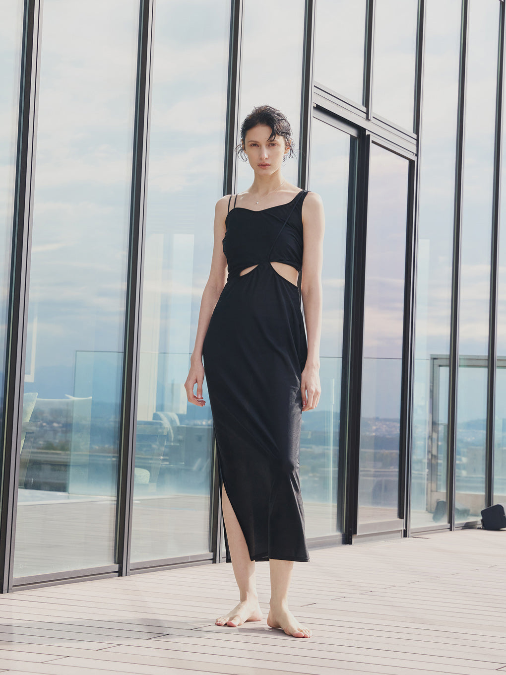 ASYMMETRY SHEER CAMISOLE SET SWIM WEAR