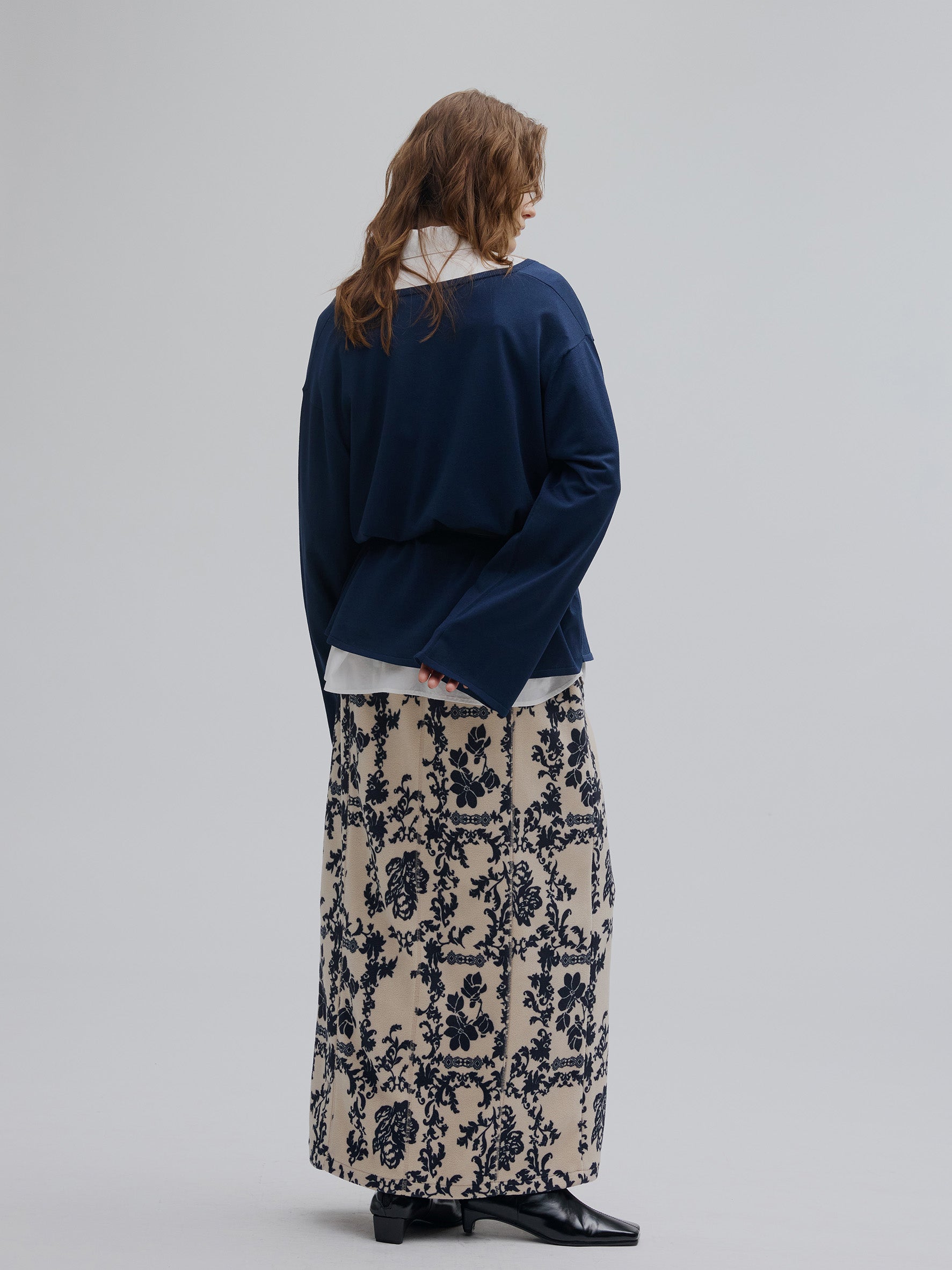 ZIP SLIT FLEECE SKIRT