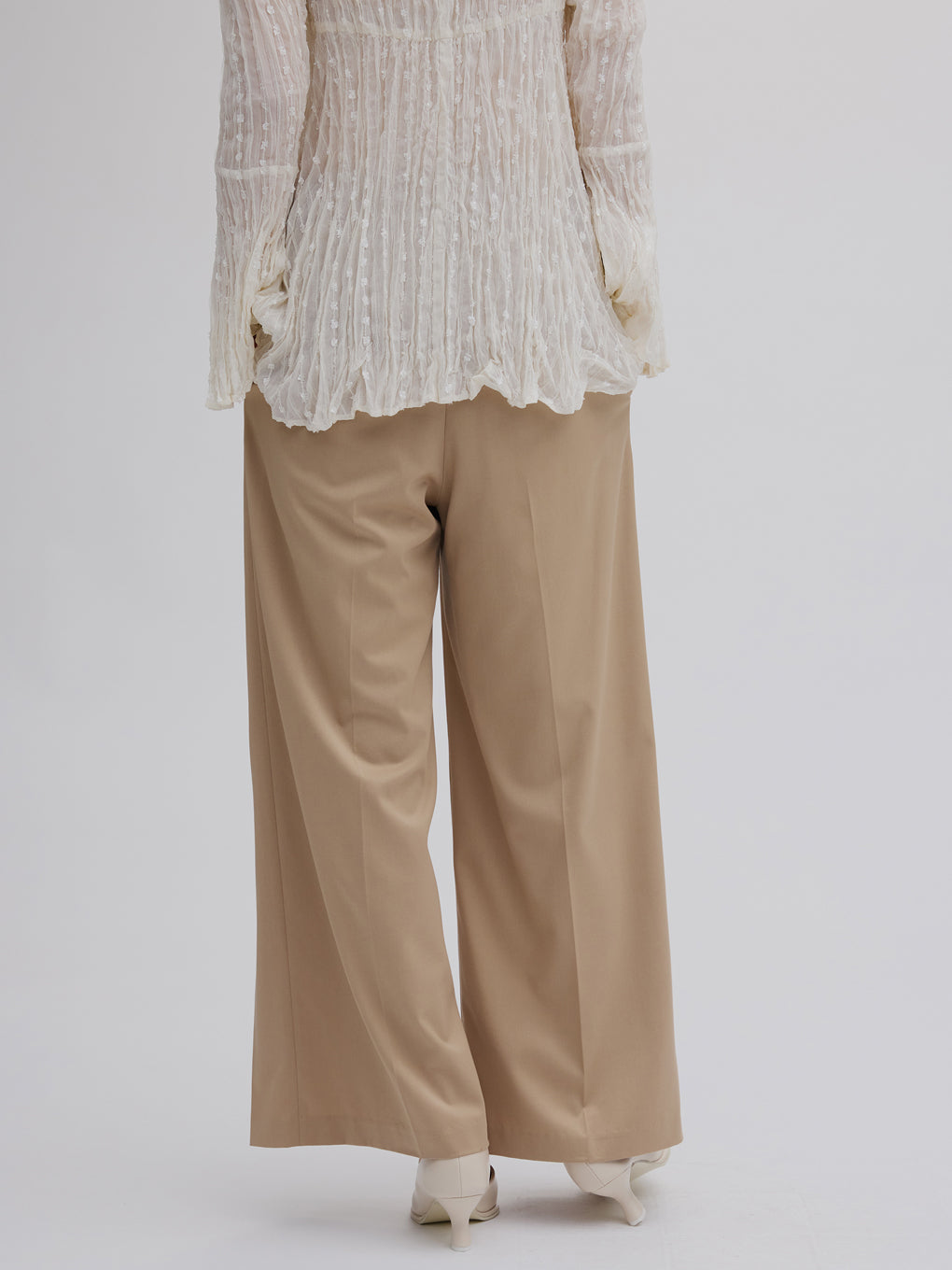 HEM TUCK  STRAIGHT WIDE PANTS