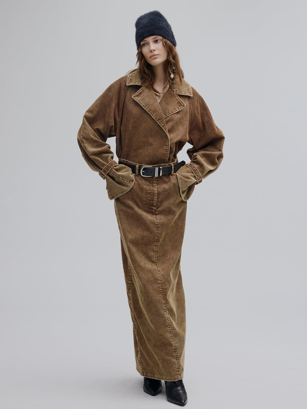 TRENCH LIKE CORDUROY DRESS