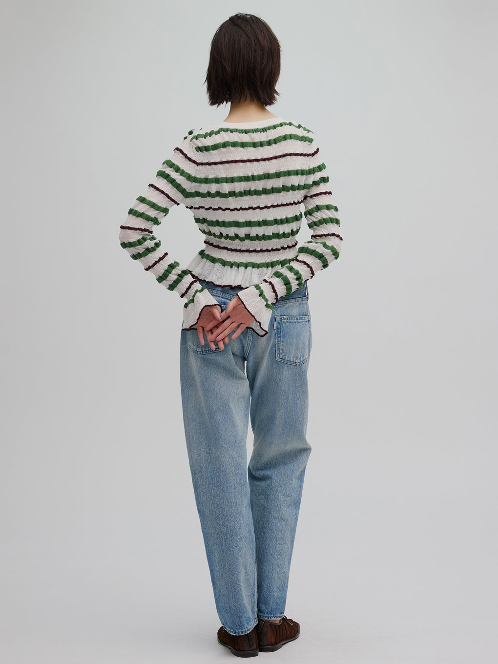 BUMPY MULTI BORDER KNIT TOP