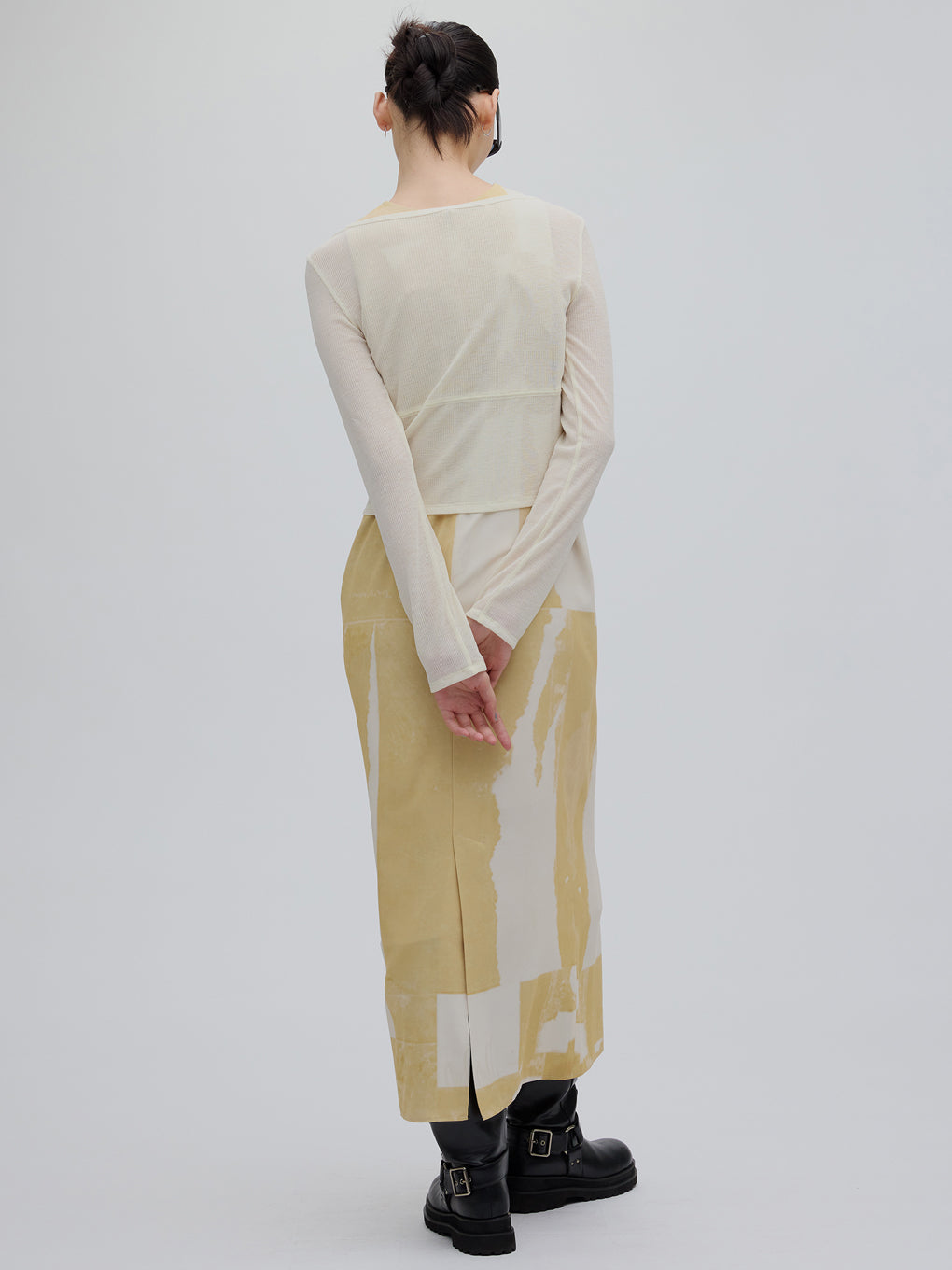 SHEER RIB  CARDIGAN WITH STRAIGHT DRESS