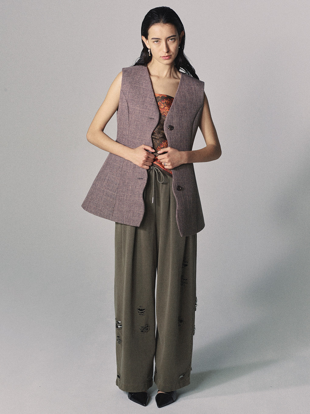SULFUR DYEING WIDE SWEAT PANTS