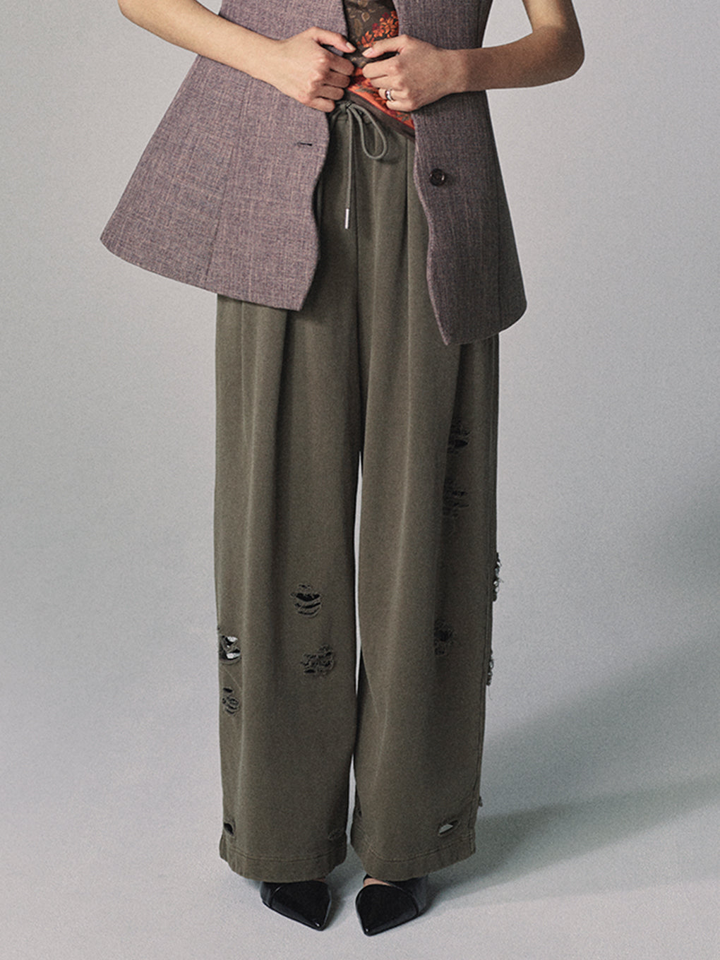 SULFUR DYEING WIDE SWEAT PANTS