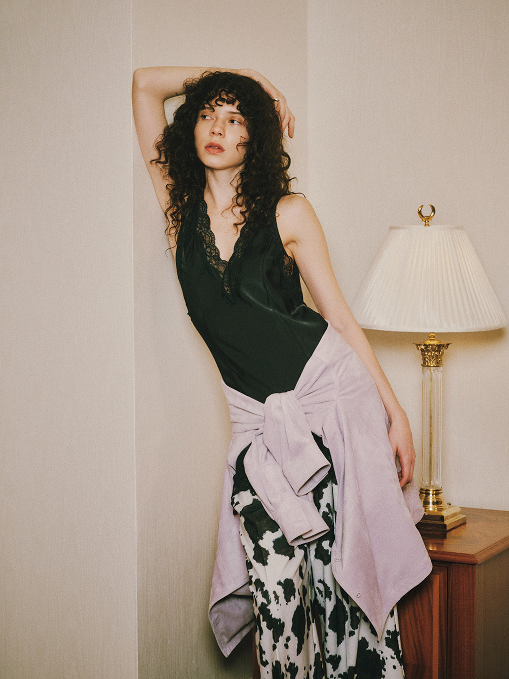 LACY SATIN TUNIC LAYERED TOP