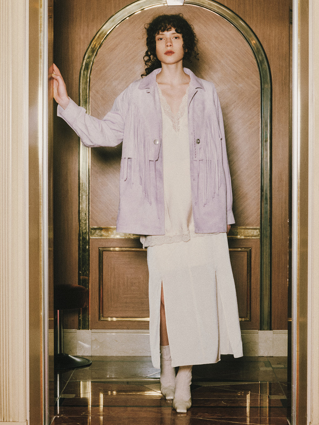 LACY SATIN TUNIC LAYERED TOP