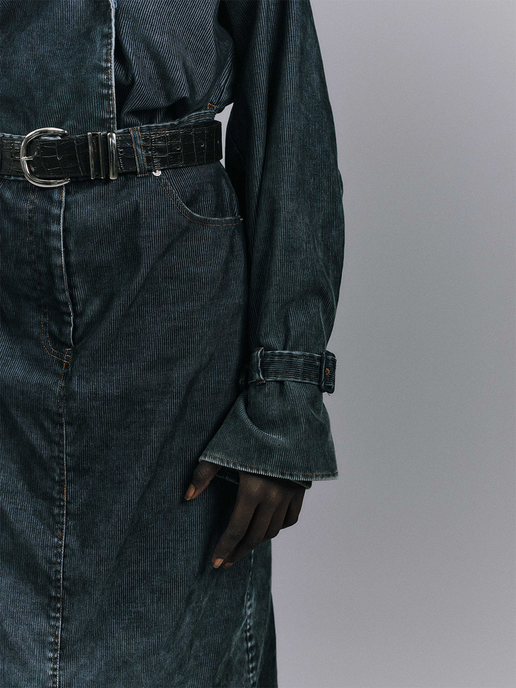 TRENCH LIKE CORDUROY DRESS