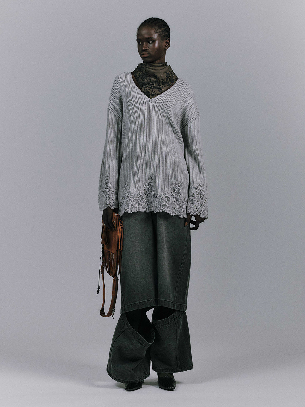 2WAY LACE DOCKING LADY KNIT TOP