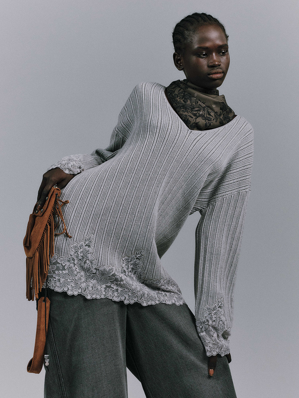 2WAY LACE DOCKING LADY KNIT TOP