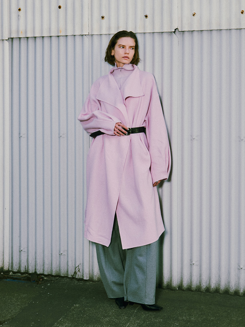DRAPE COLLAR WOOL RIVER COAT