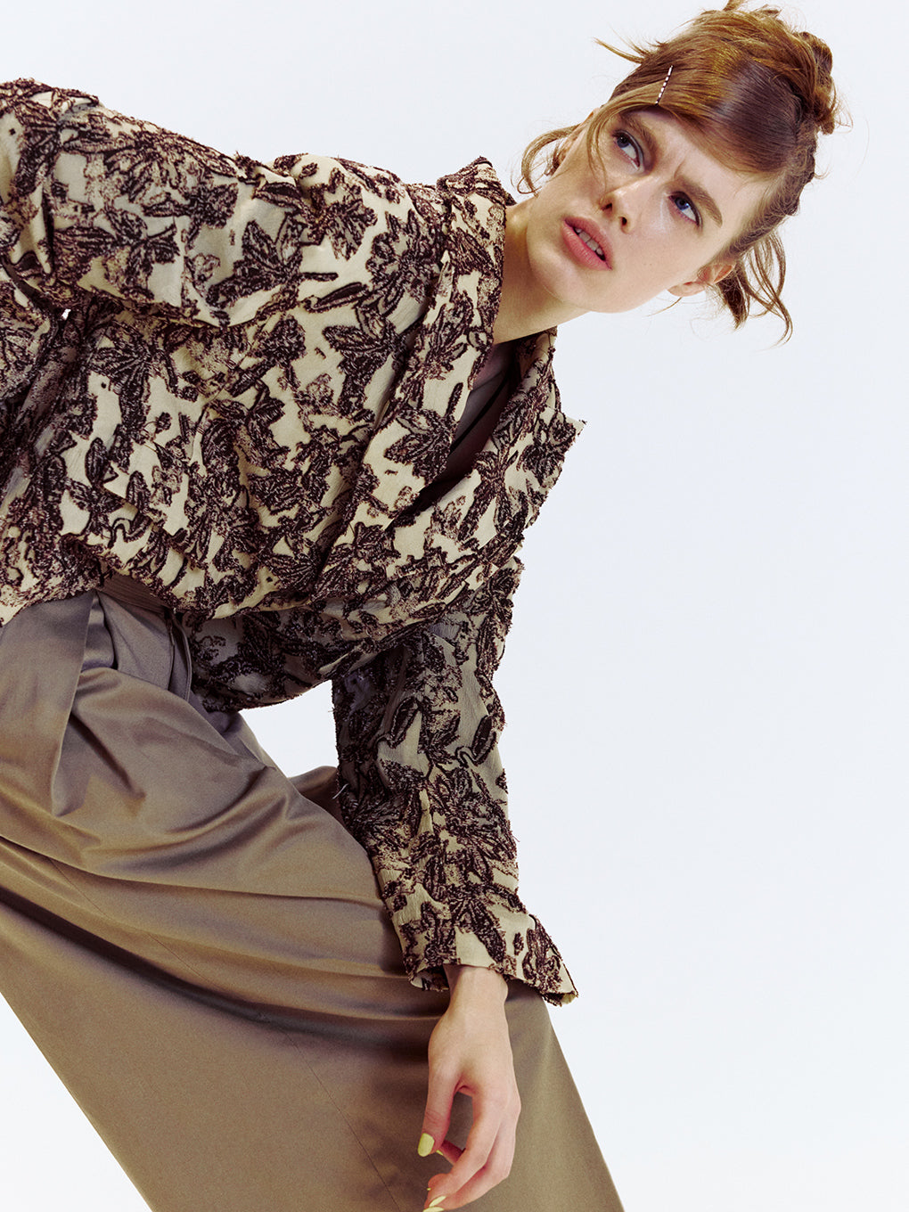 CROPPED CUT JACQUARD JACKET