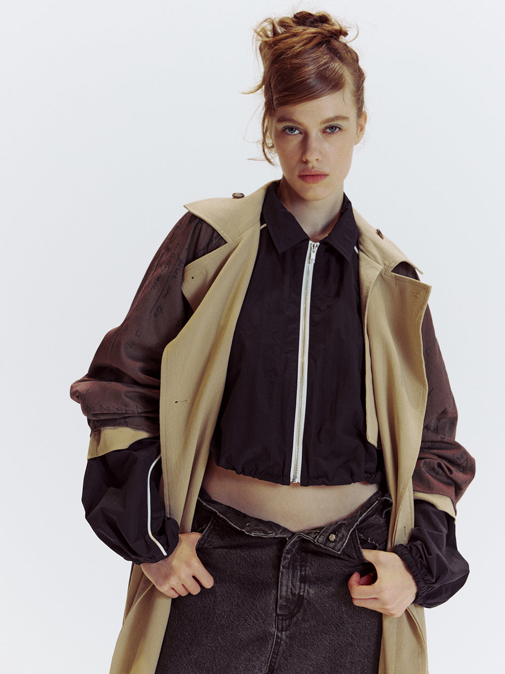 REVERSIBLE PARIS LETTER TRENCH COAT