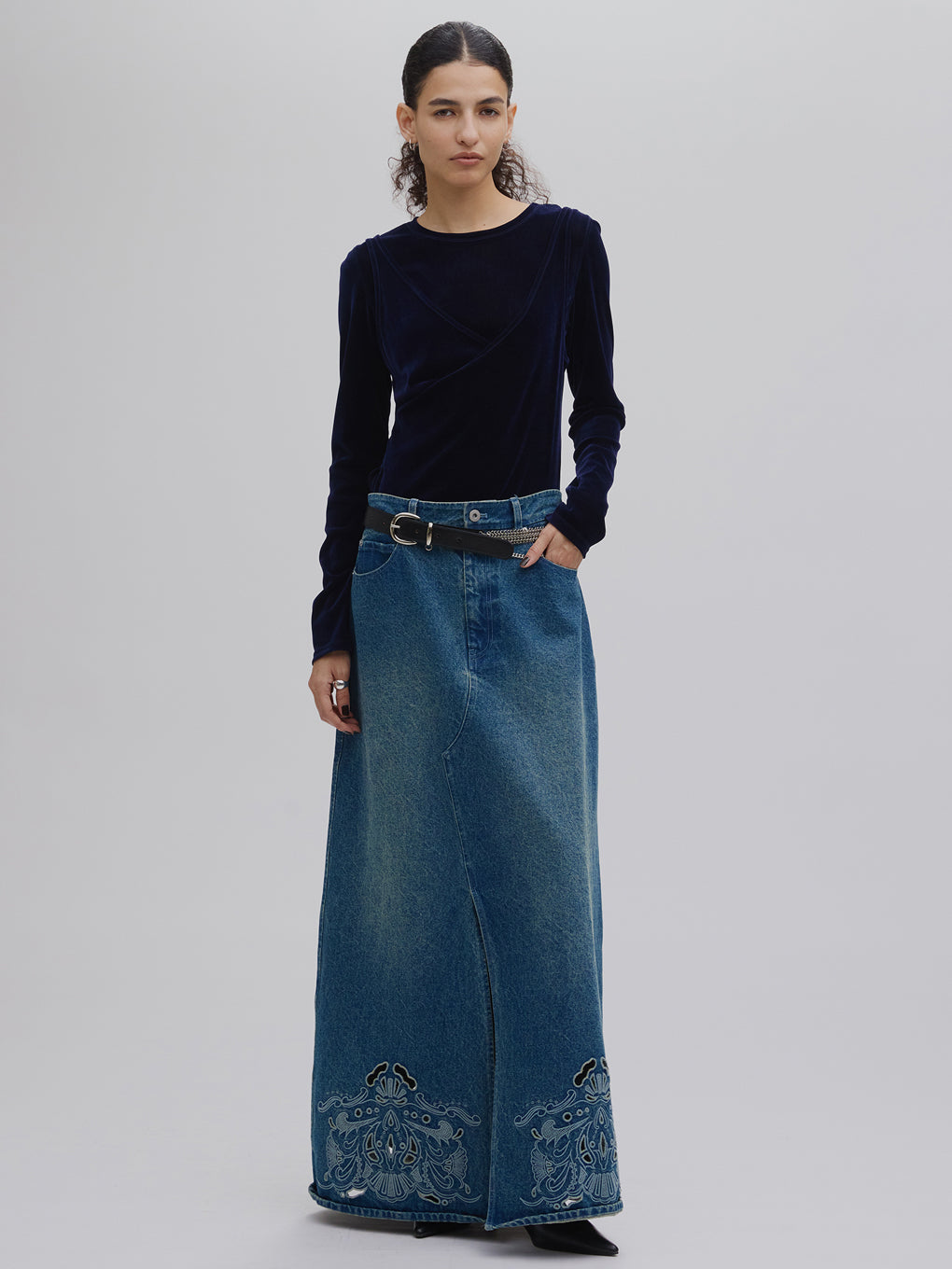 CROSS LAYERED FLOCKY TULLE TOP