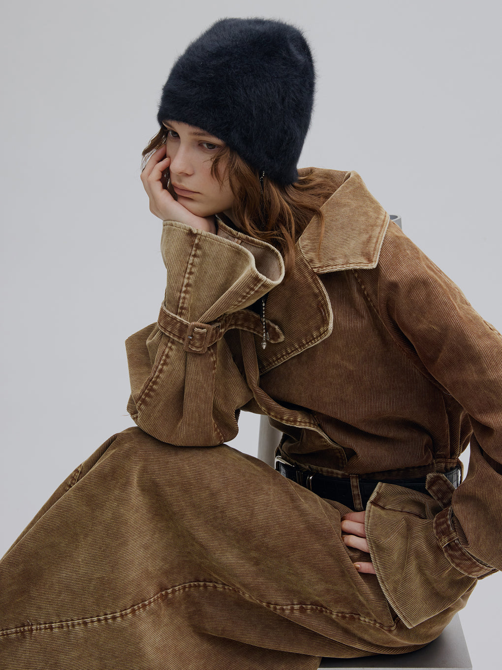 TRENCH LIKE CORDUROY DRESS