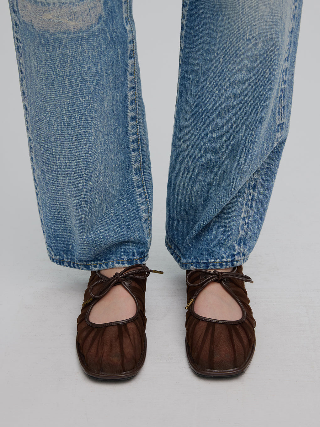 MESH RIBBON FLAT SHOES