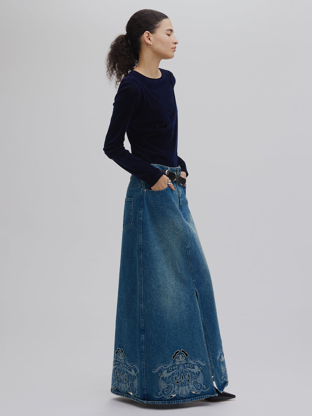 CROSS LAYERED FLOCKY TULLE TOP