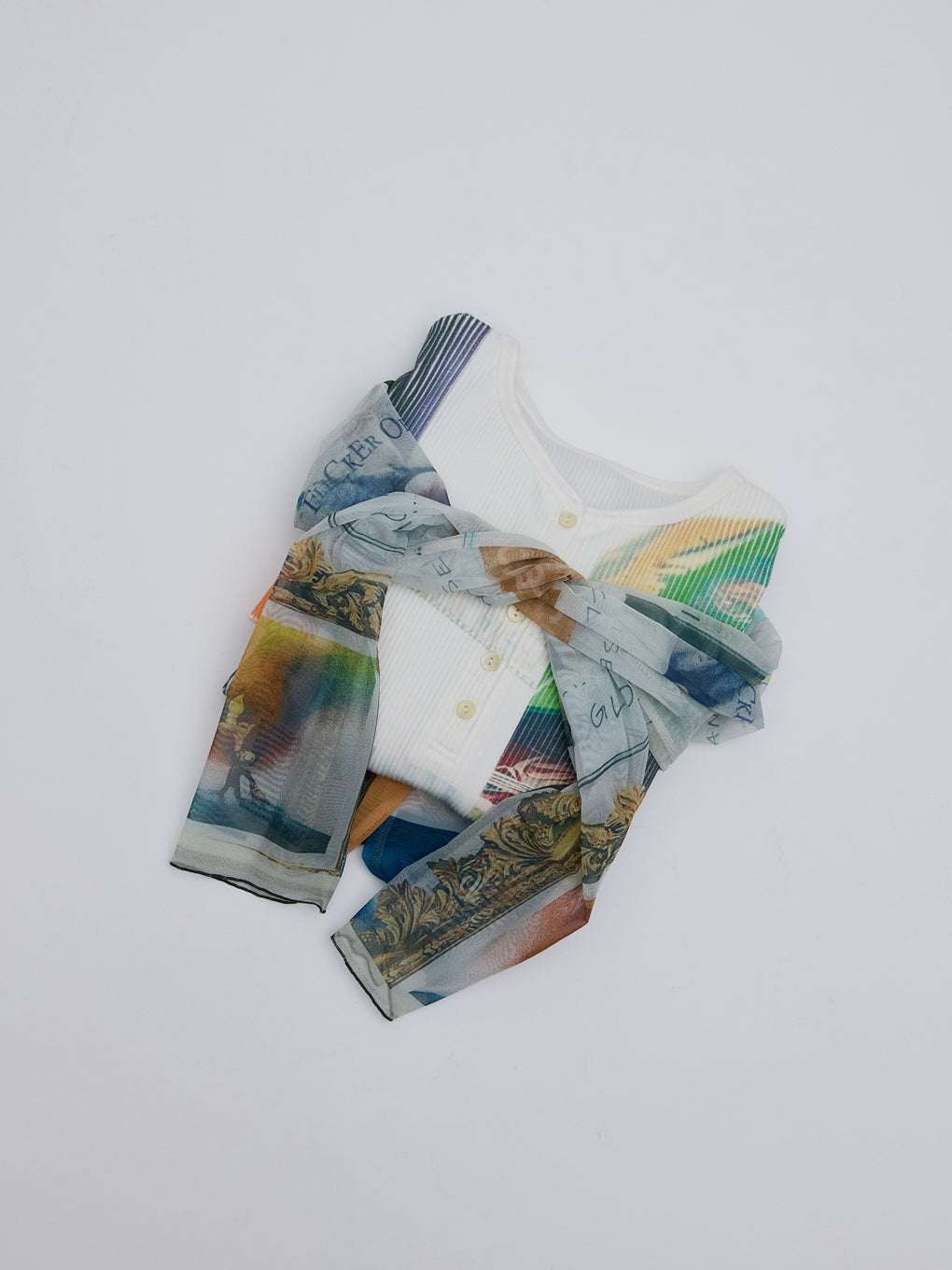 2WAY EMOTIONAL COLLAGE SHEER TOP