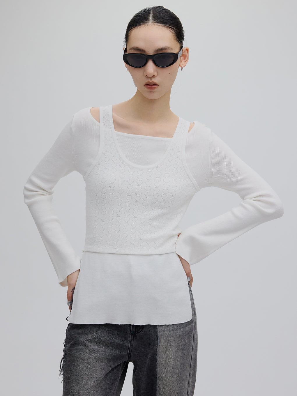 HEART TANK KNIT SET TOP