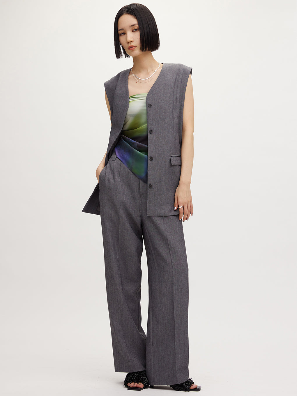 OTONA MUSE LONG VEST WITH PANTS