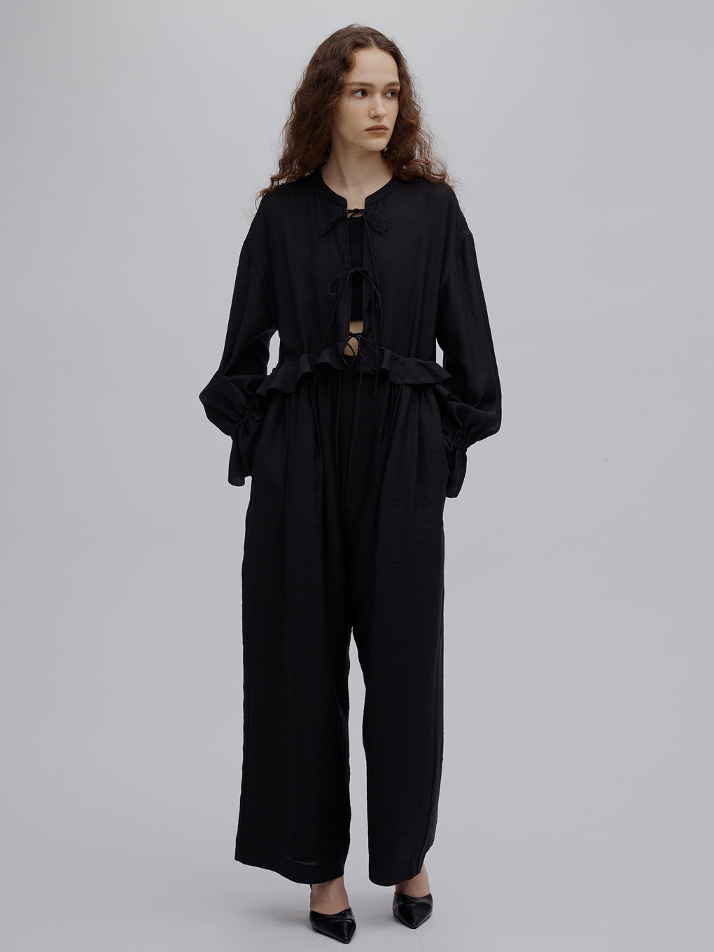 RIBBON DESIGN SHEER ROMPERS