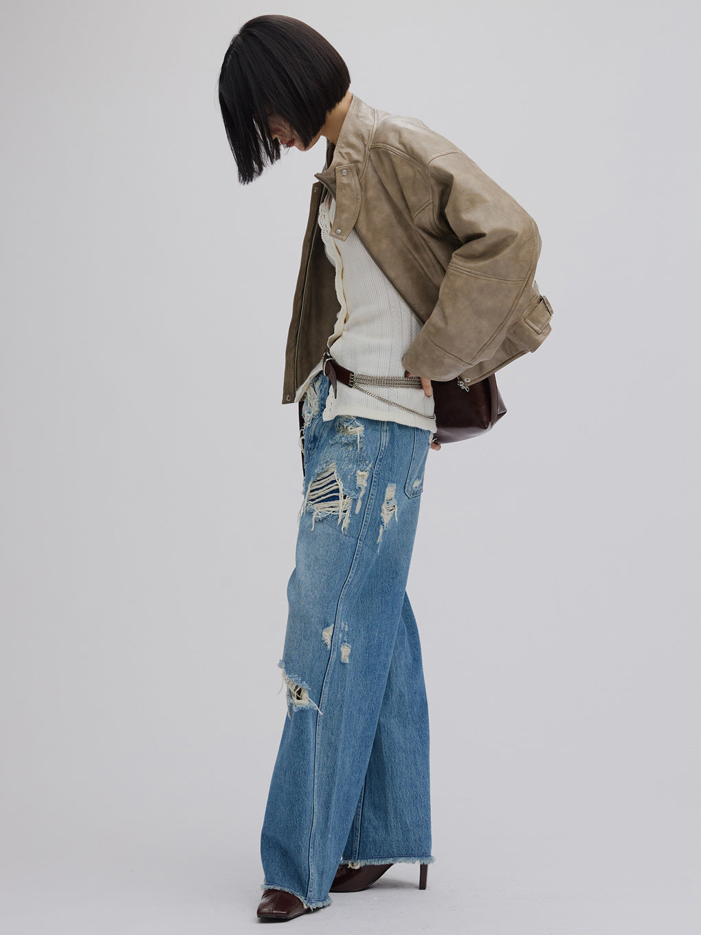 UND HARD DAMAGE LOOSE DENIM