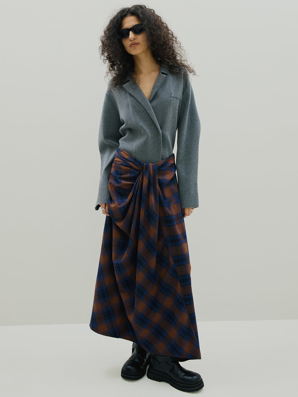 UND JACKET WINDING SKIRT KNIT SET DRESS