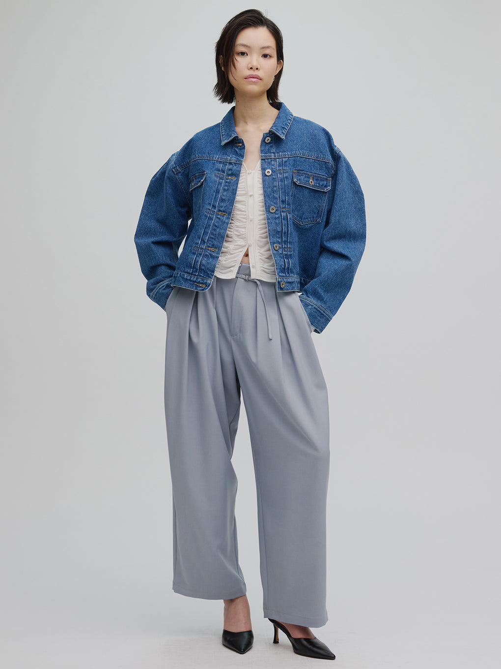 Ameri VINTAGE デニムジャケット S JAPAN MADE BACK FLARE DENIM JACKET