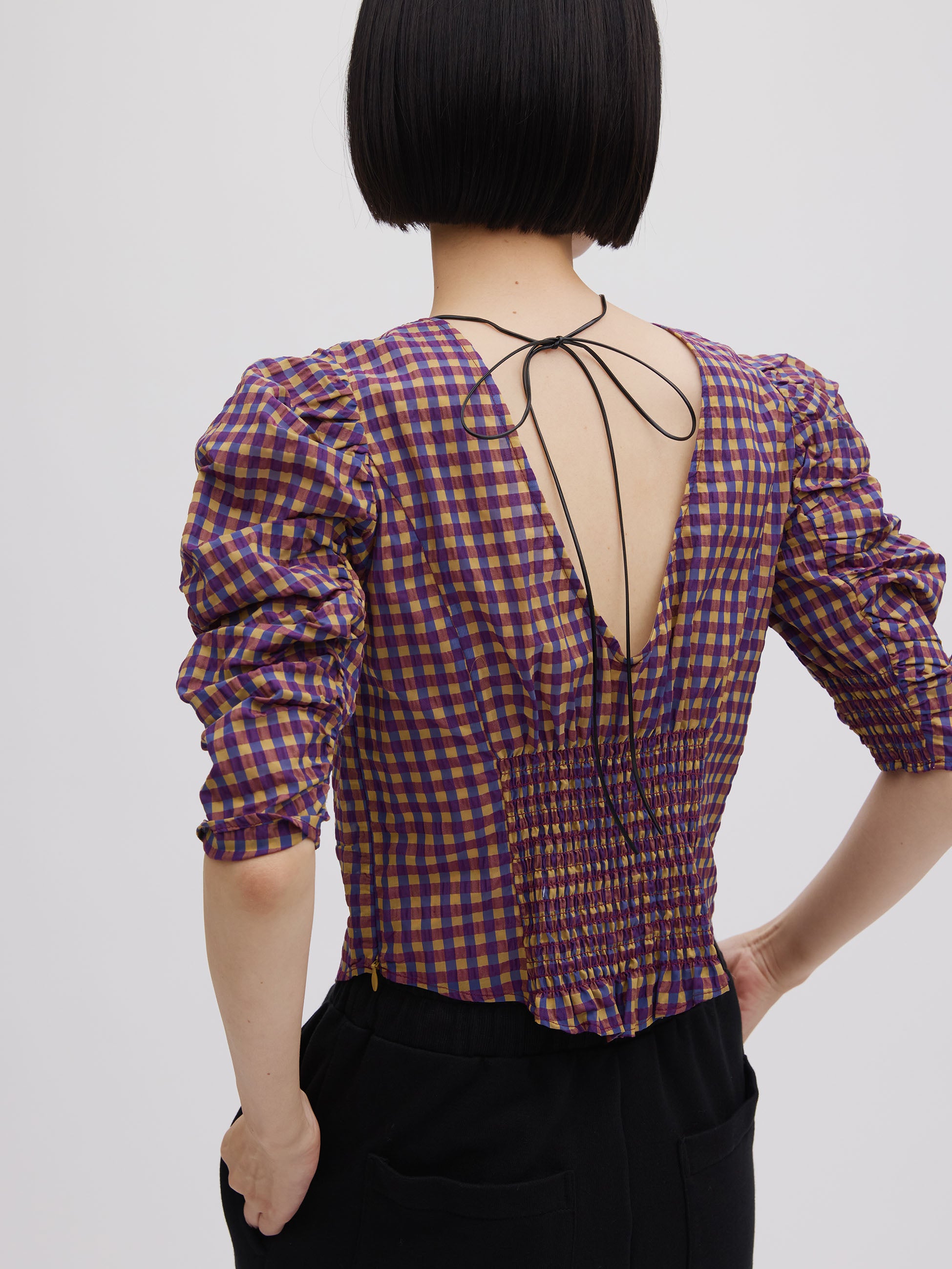 【新品未使用】Ameri／CHECK PUFF SLEEVE TOP CHECK PUFF SLEEVE TOP