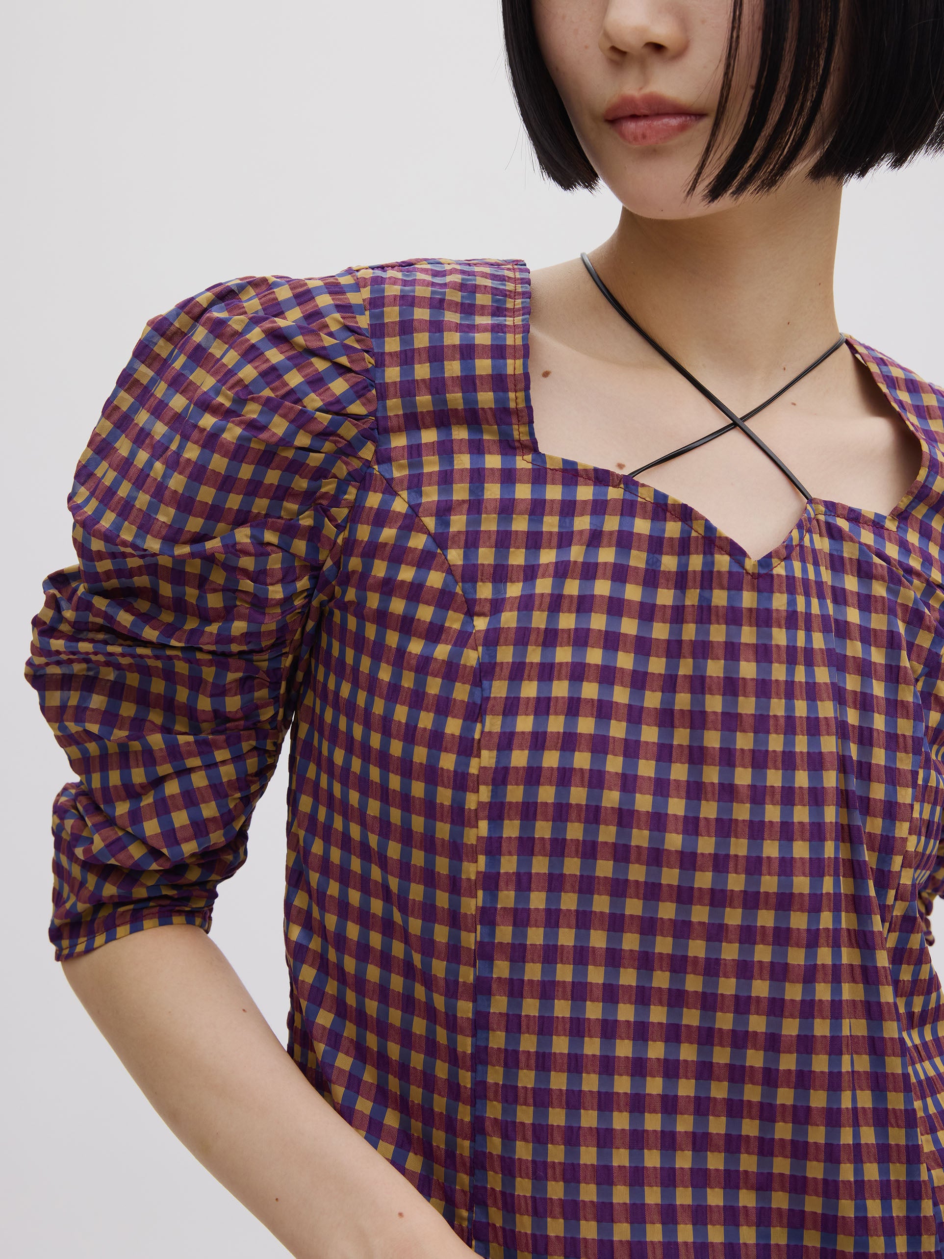 【新品未使用】Ameri／CHECK PUFF SLEEVE TOP CHECK PUFF SLEEVE TOP