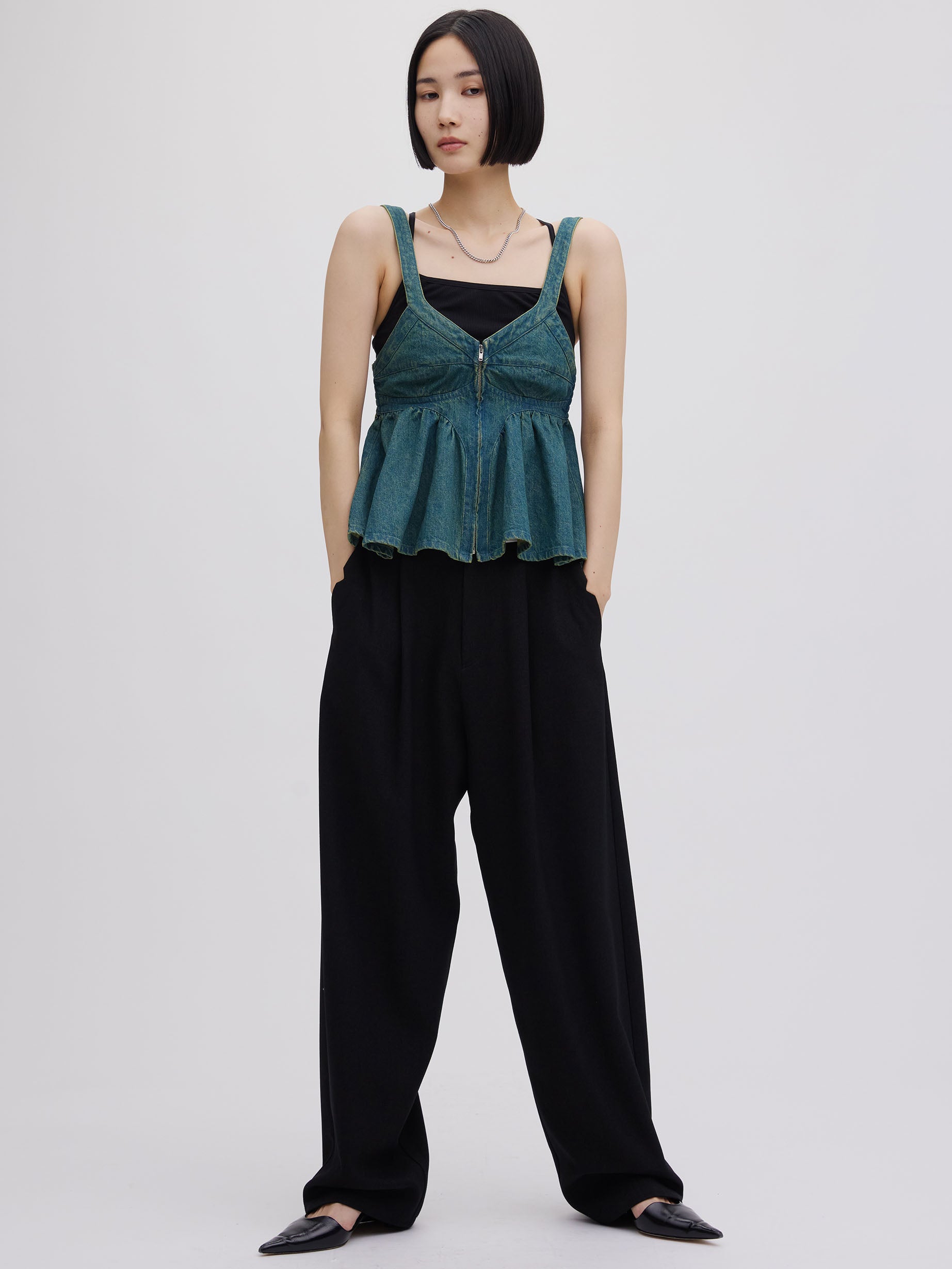 GRUNGE DENIM PEPLUM BUSTIER