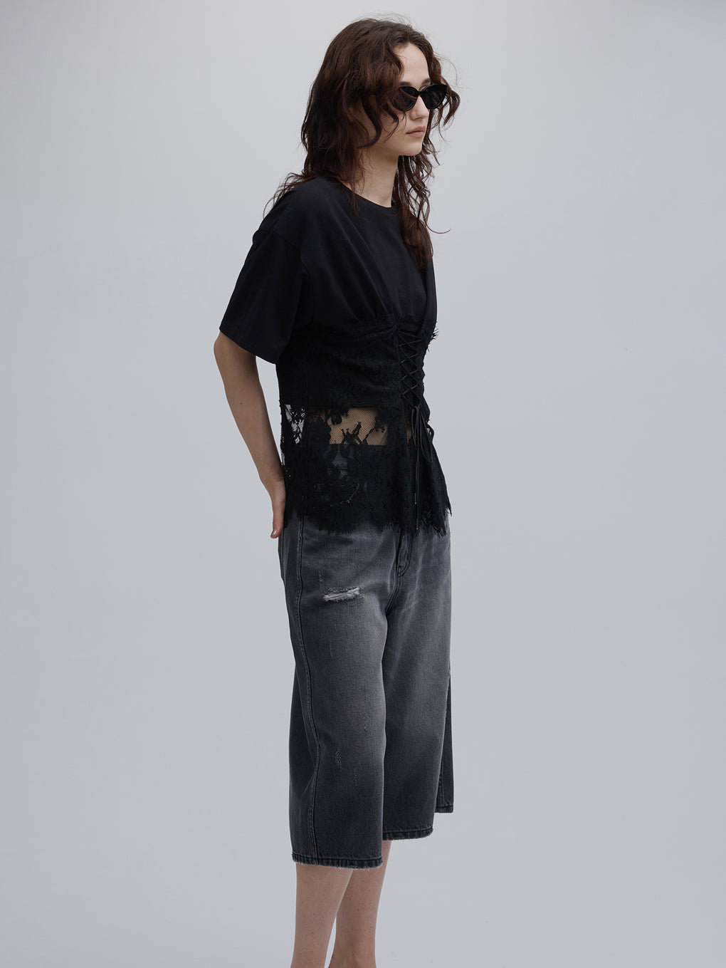 LOOSE DENIM HALF PANTS