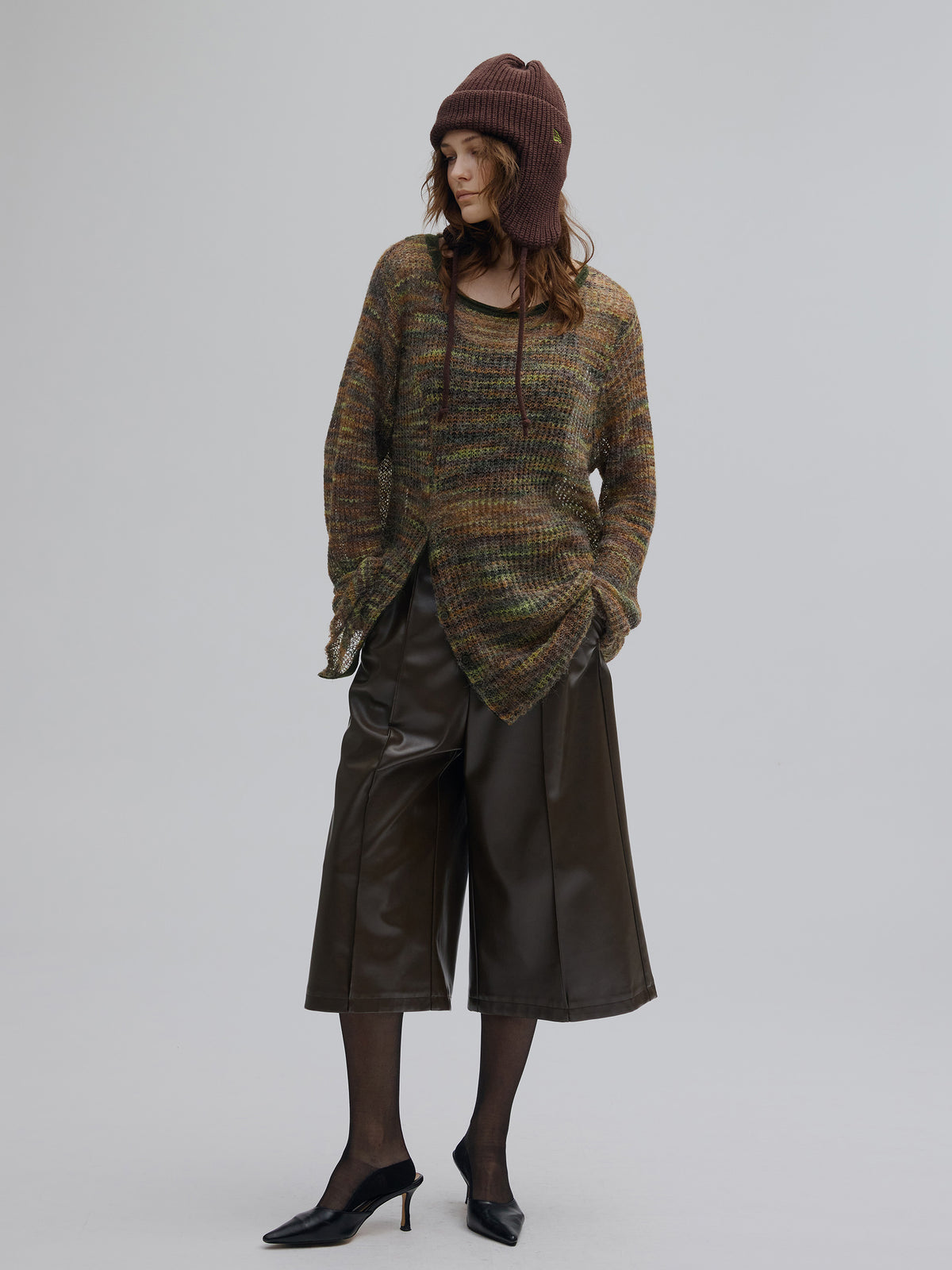 VARIEGATED SHEER KNIT TOP