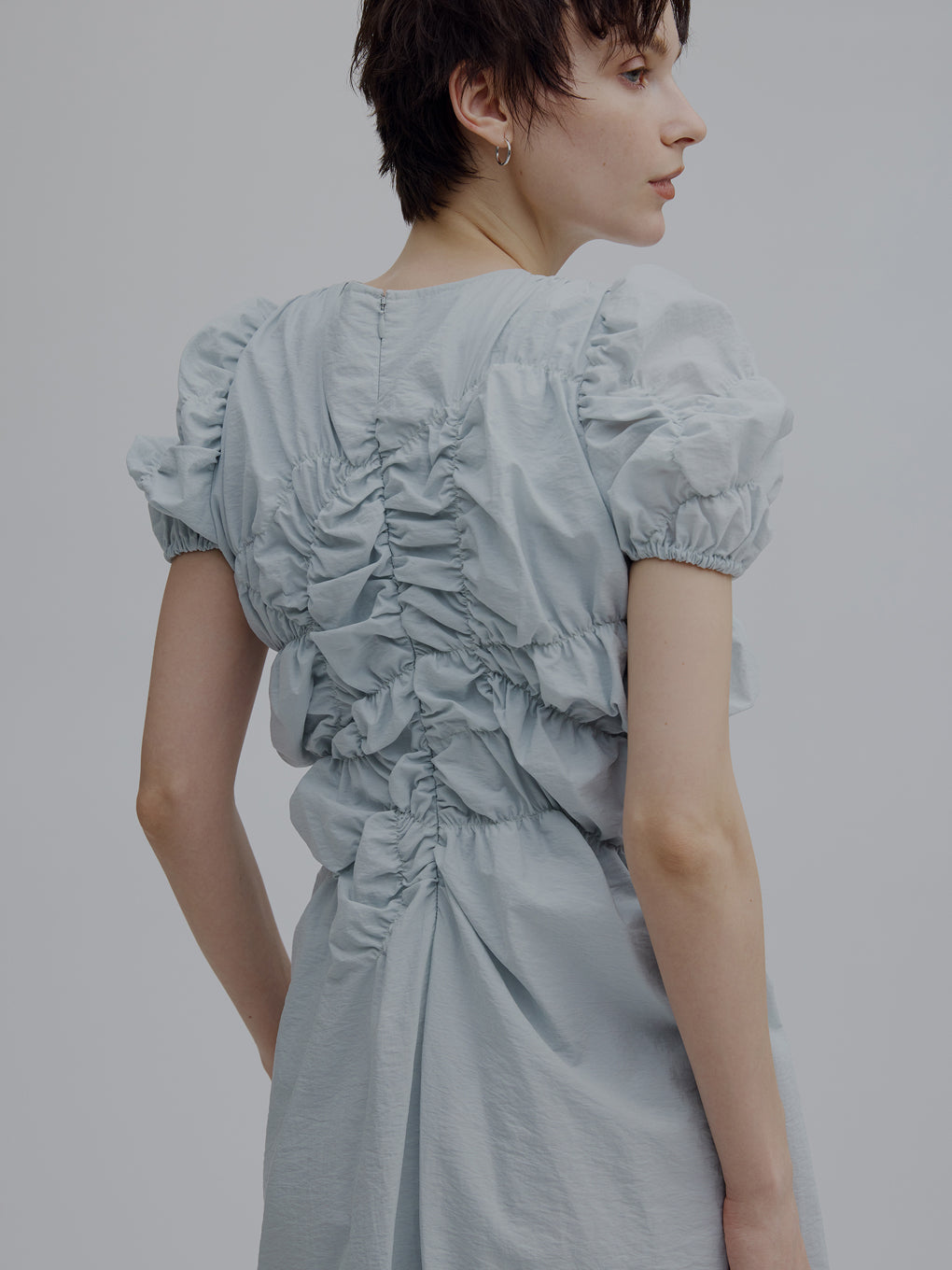 BUMPY GATHER FLARE DRESS