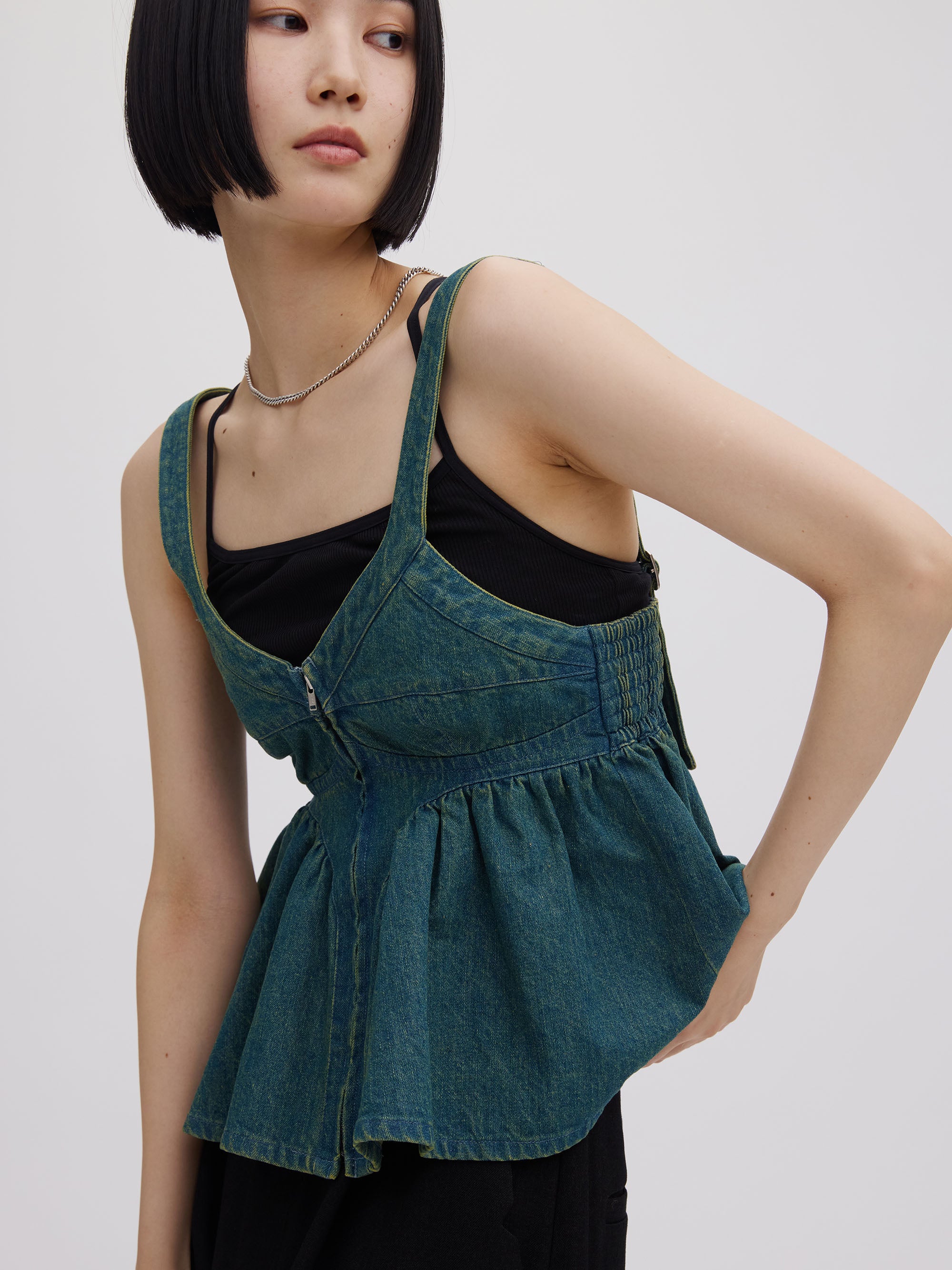 GRUNGE DENIM PEPLUM BUSTIER