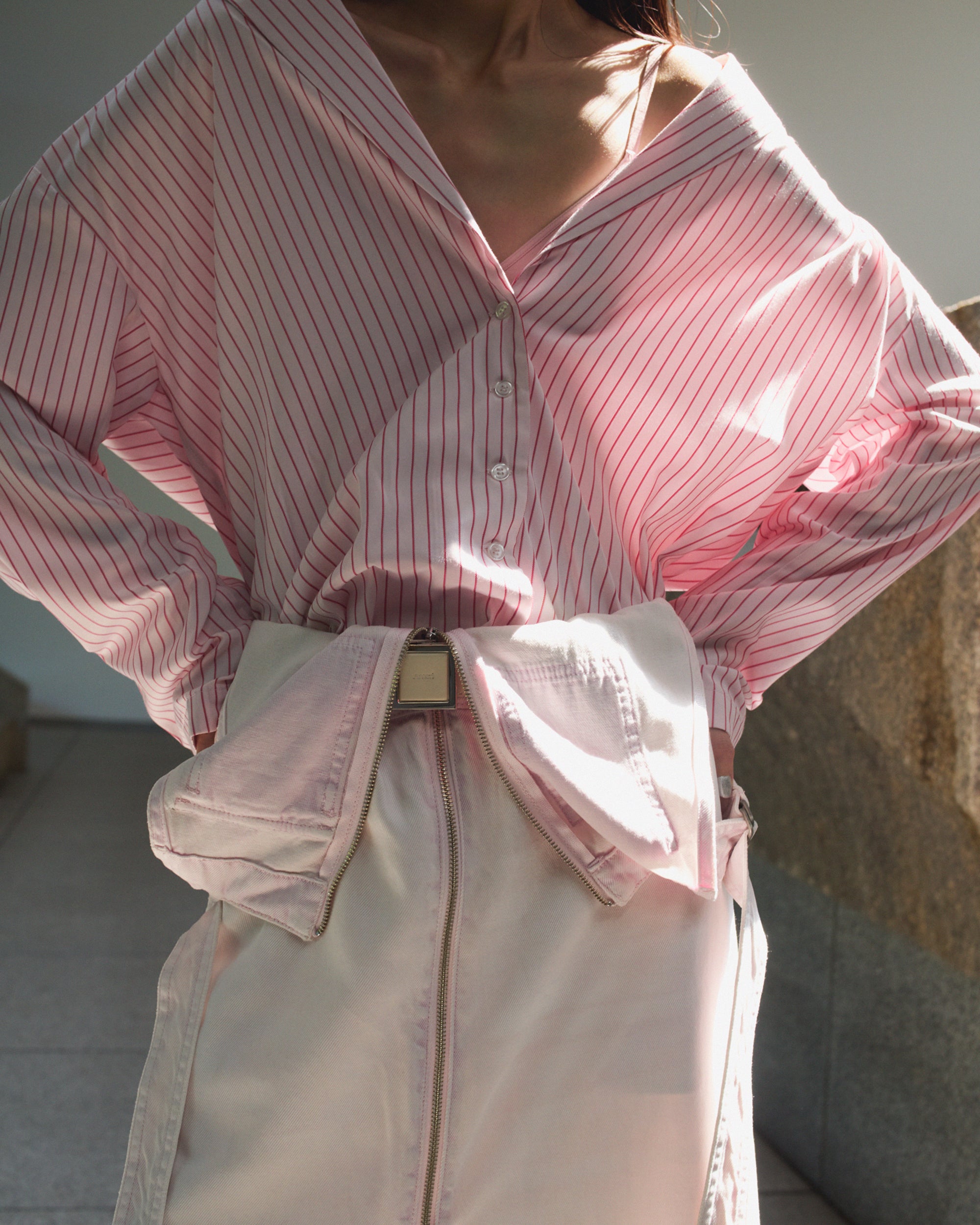 PINSTRIPE JACKET DETAIL SHIRT