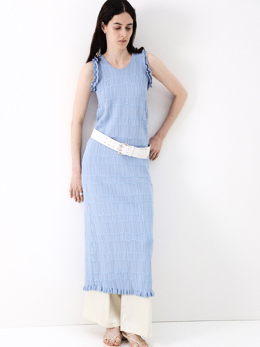 MEDI 2WAY WAVY FRILL KNIT DRESS