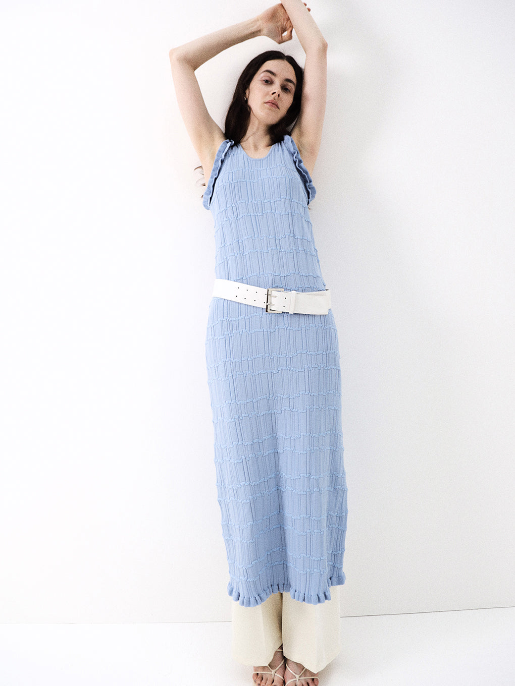 MEDI 2WAY WAVY FRILL KNIT DRESS