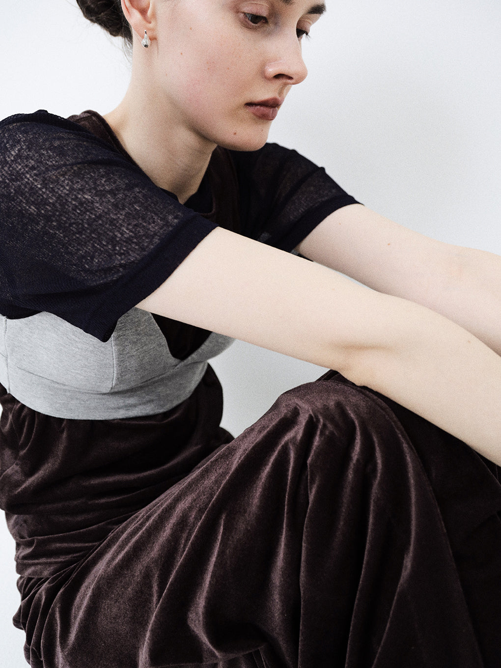 スカート AMERI MEDI SHEER VELOUR WRAP LIKE SKIRT MEDI SHEER VELOUR WRAP LIKE SKIRT
