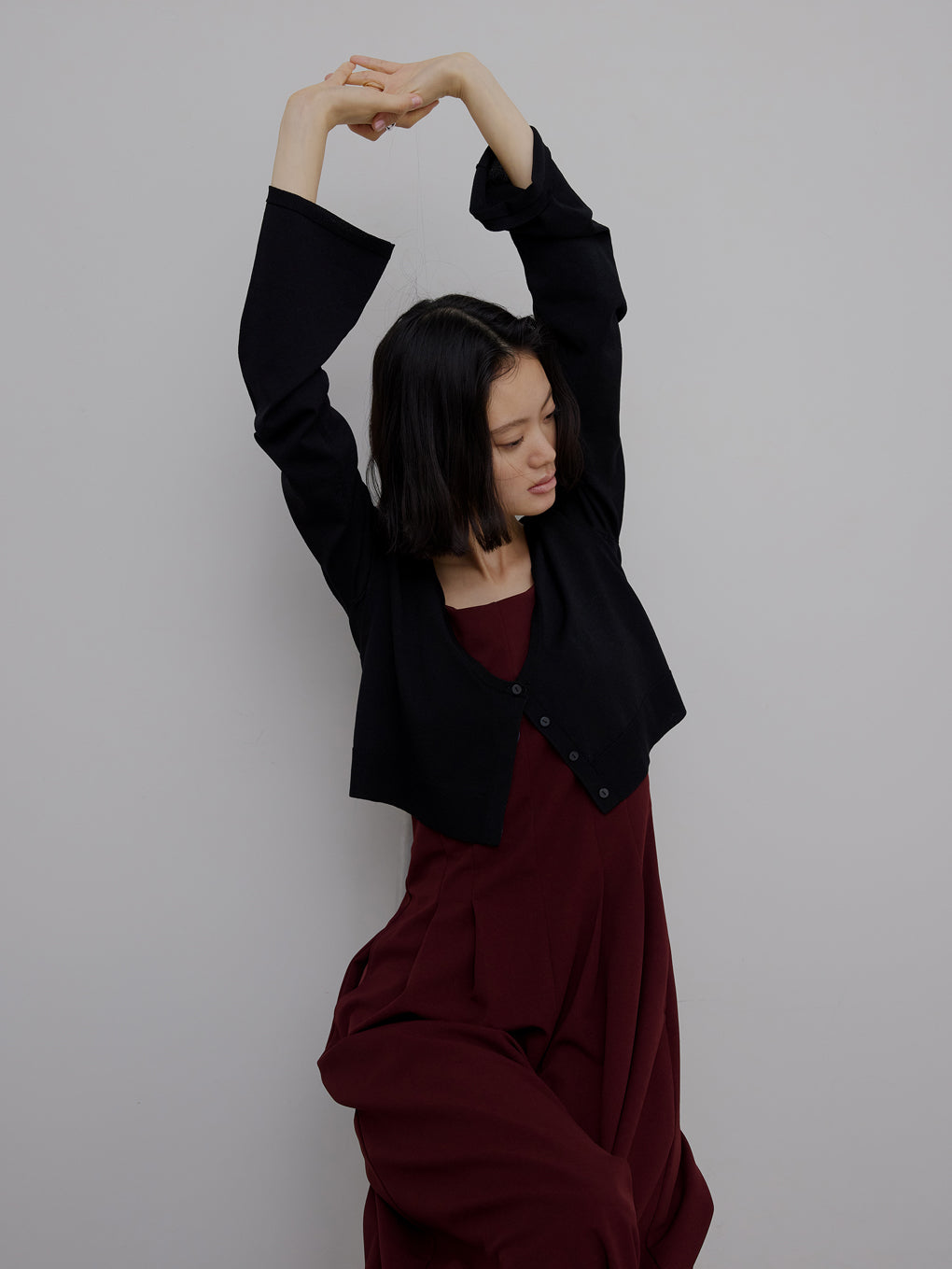 AMERI LOW BASIC SHORT KNIT CARDIGANグレー新品 LOW BASIC SHORT KNIT CARDIGAN