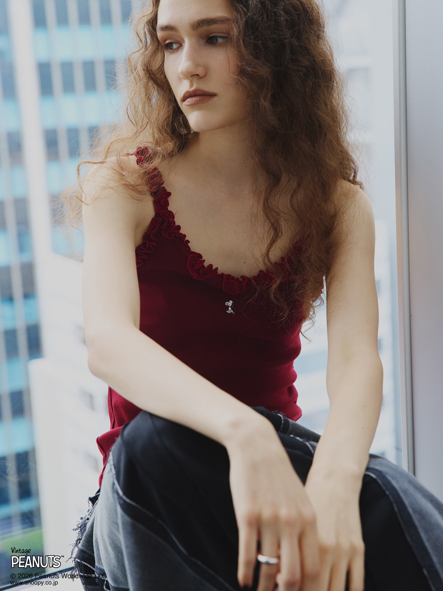 CHANEL BOUTIQUE 赤 リブ編み ホルターネック　キャミソール VINTAGE PEANUTS TWIST FRILL RIB CUT CAMISOLE