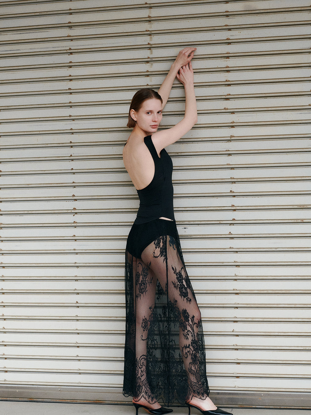 アメリ インナー付き タンクトップ Mizuno × Ameri SHEER DOCKING SLEEVELESS